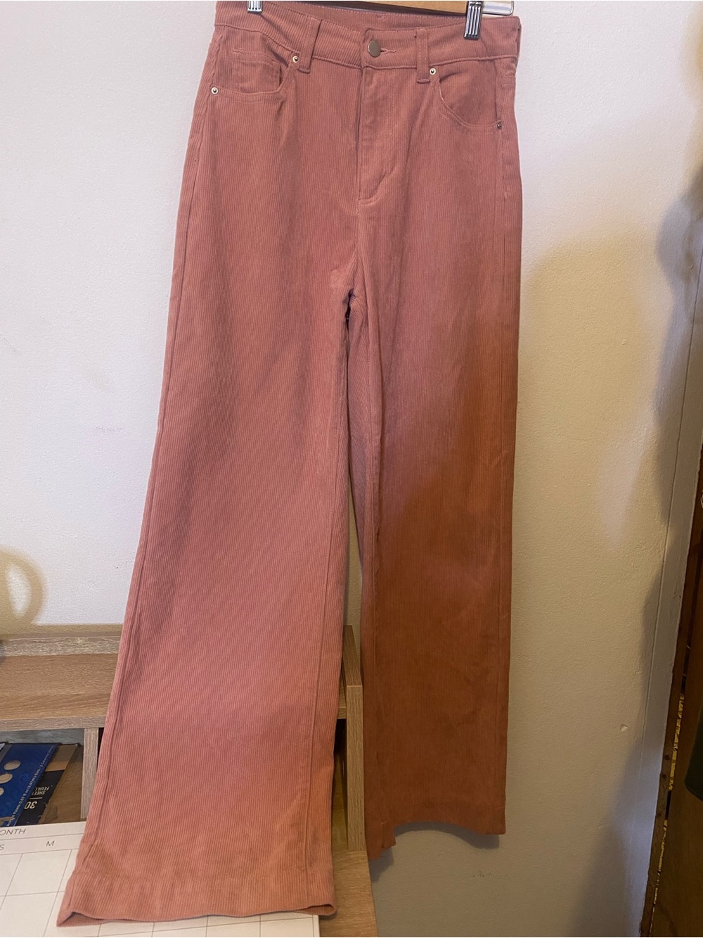 SHEIN Kids Corduroy Wide-Leg Pants in Rusty Rose
